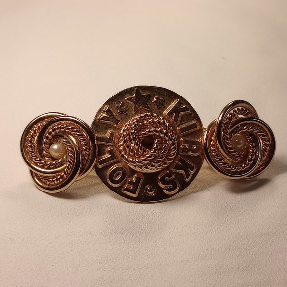 Kirks Folly goldtone hair barrette with 2 faux pearls new without tag